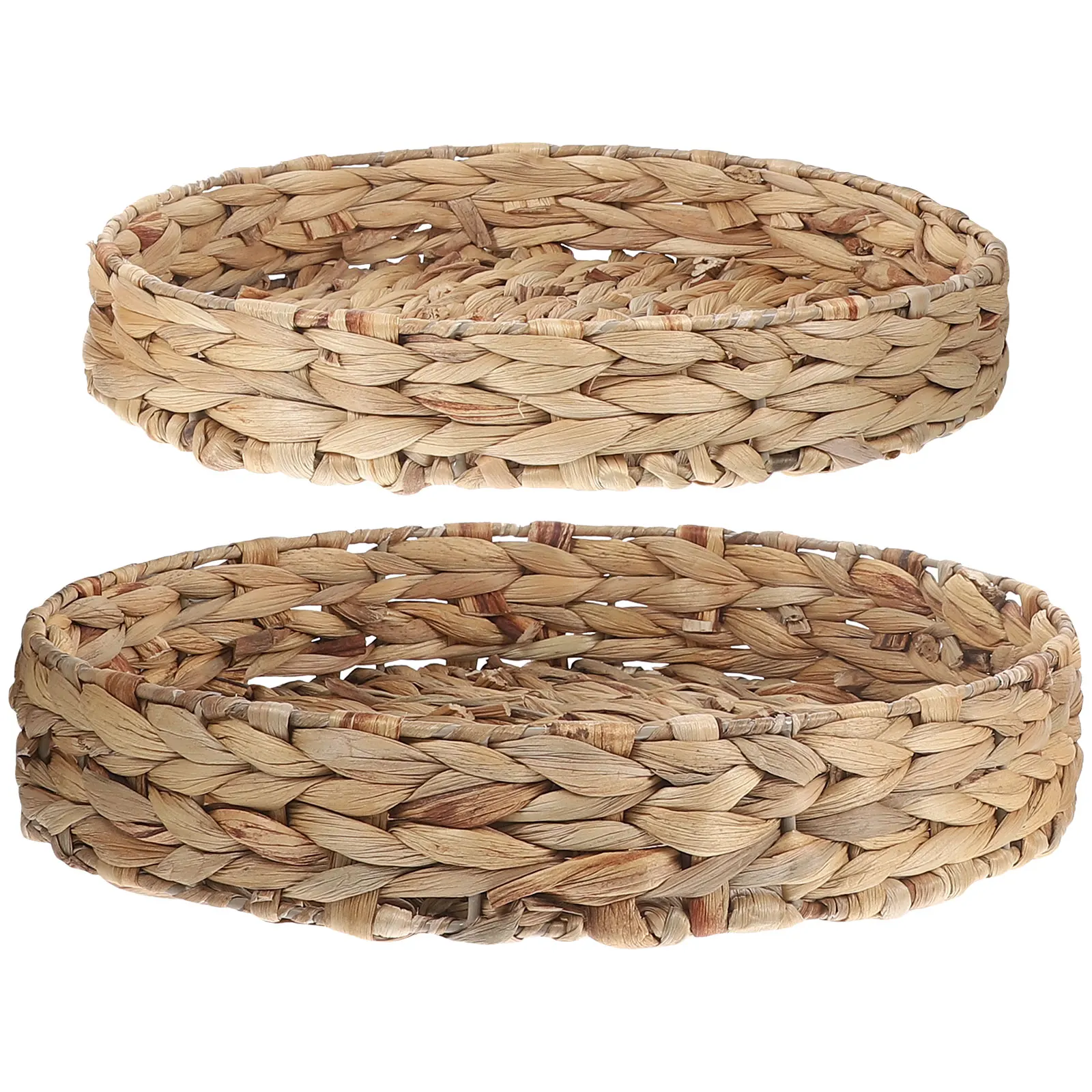 

2Pcs Natural Hand Woven Basket Fruit Snack Storage Kitchen Tabletop Organizer Exquisite Craftsmanship Multi-Function Gift