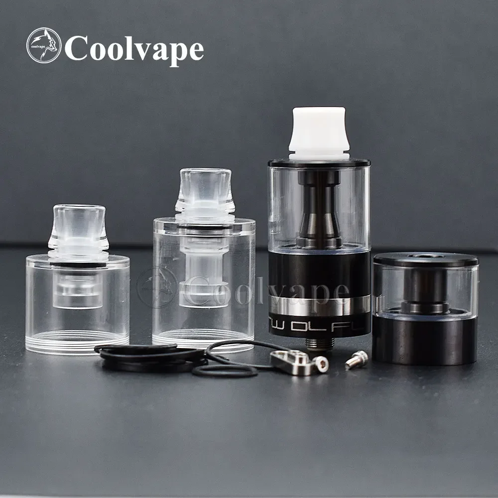 Wolfcoolvape Dvarw DL FL RTA بناء ملف واحد 24 مللي متر خزان قابل لإعادة البناء موالفات البخار Dvarw DL FL غطاء سفلي ملء 3.5 مللي/6 مللي