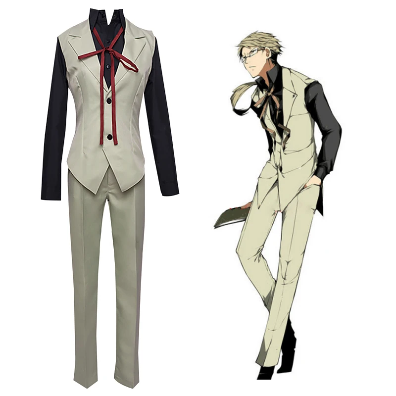 Anime Bungou Stray Dog Cosplay Kunikida Doppo Cosplay Full Uniform Set Costume Anime Halloween Carnival For Adults Full