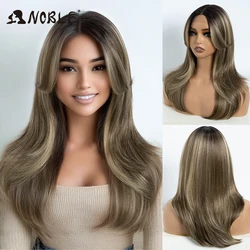 Noble Synthetic Lace Front Wig Long Straight Ombre lace Wig Cosplay part Wig Blonde Wigs For Women Lace Wig synthetic Lace Wig