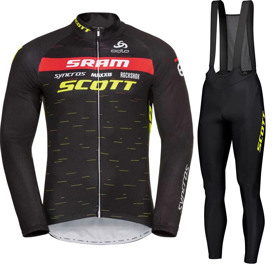 SCOTT Mtb Cycling Wear Set Long Men\'s Jersey Bib Autumn Man Maillot Leg Bicycle Clothing Outfit Skinsuit Sleeve Clothes Autumn