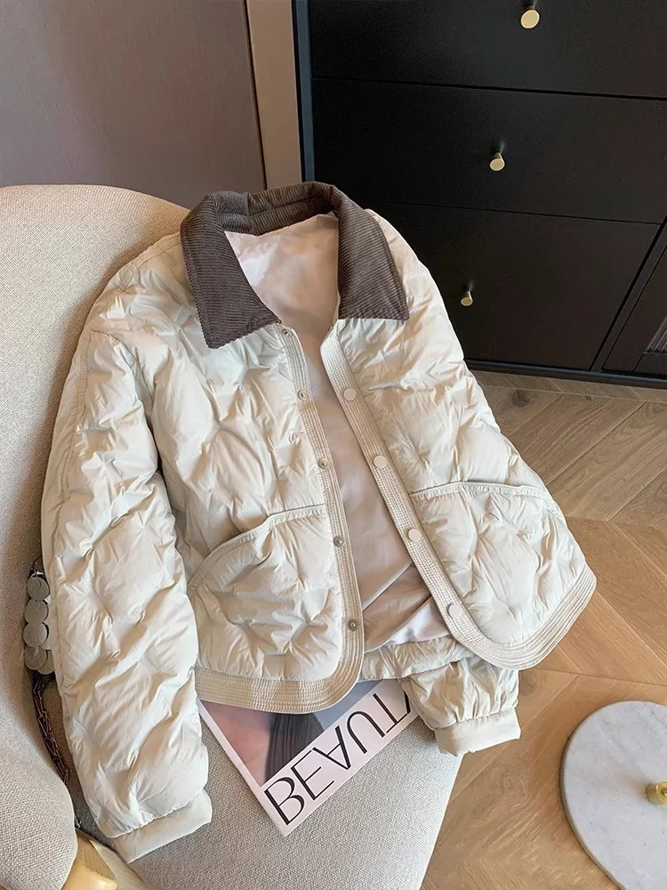 

American High Street Design Color Blo Collar Cotton Jaet Women's Autumn Winter Vintage Sli Bread Coat Outerwear