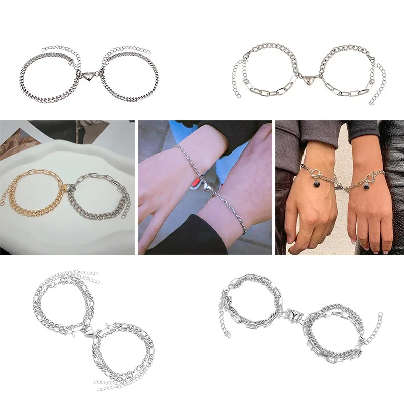 Love magnetic bracelet for men and women, a pair of niche designs, magnets attract, key locks, couple hand ornaments