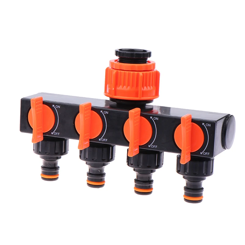 New 1PCS Diverter 4-way Faucet Water Distributor With Switch Four-way Valve For Water Pipe Hose Pipe Tap Connectors