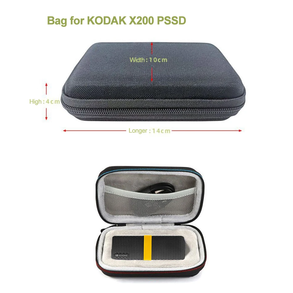 1.8 Inch SSD Case For KODAK X200 PSSD Bag Waterproof Mobile Hard Disk Box Portable Storage Protective SSD Accessories Present