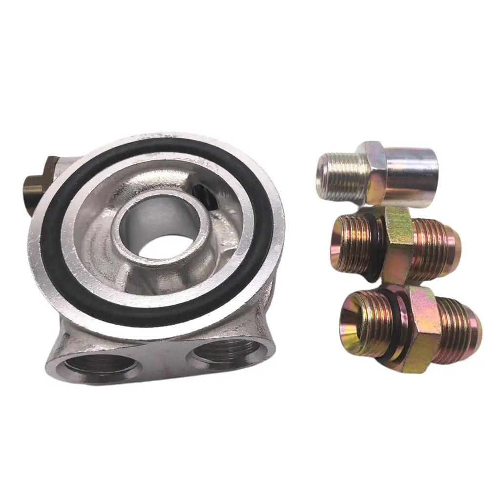 Silver M22x1.5mm AN10 Oil Filter Sandwich Plate Adapter M20*1.5 Inlet