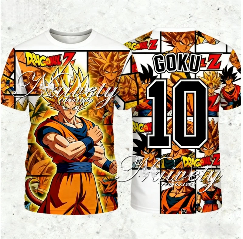 

2026Summer Vintage Dragon Ball Super Saiyan Goku Manga Panel Print Quick Dry T-Shirt Men's Breathable Sport Oversized Casual Tee