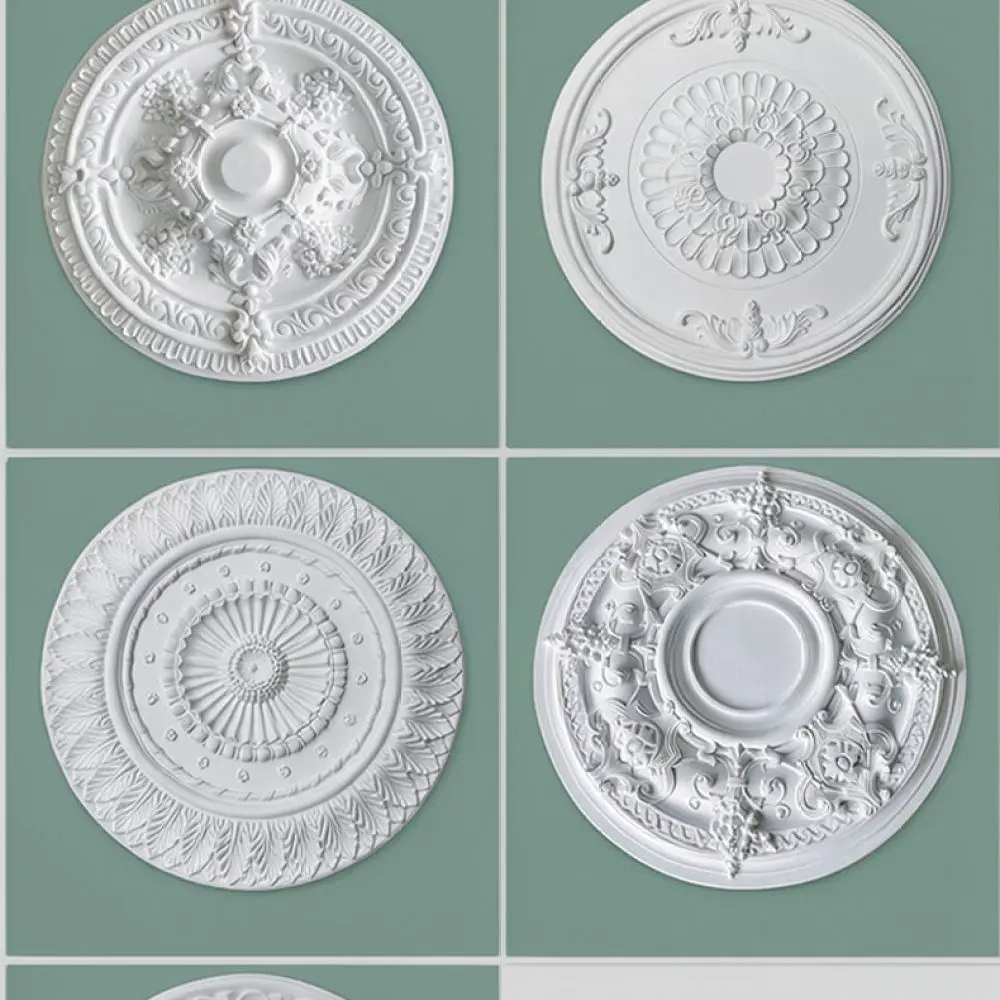 Premium PU Ceiling Medallion For Jiaqi Chandelier Light Base White Embossed Decorative Canopy Plate For Interior Decor