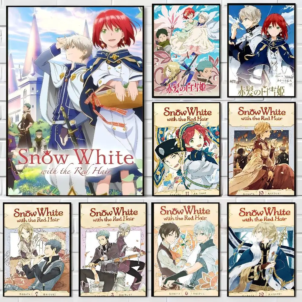 S-Snow W-White With The R-Red Hair Anime DIY Sticky Poster Whitepaper Prints Posters Artwork Vintage Decorative Painting