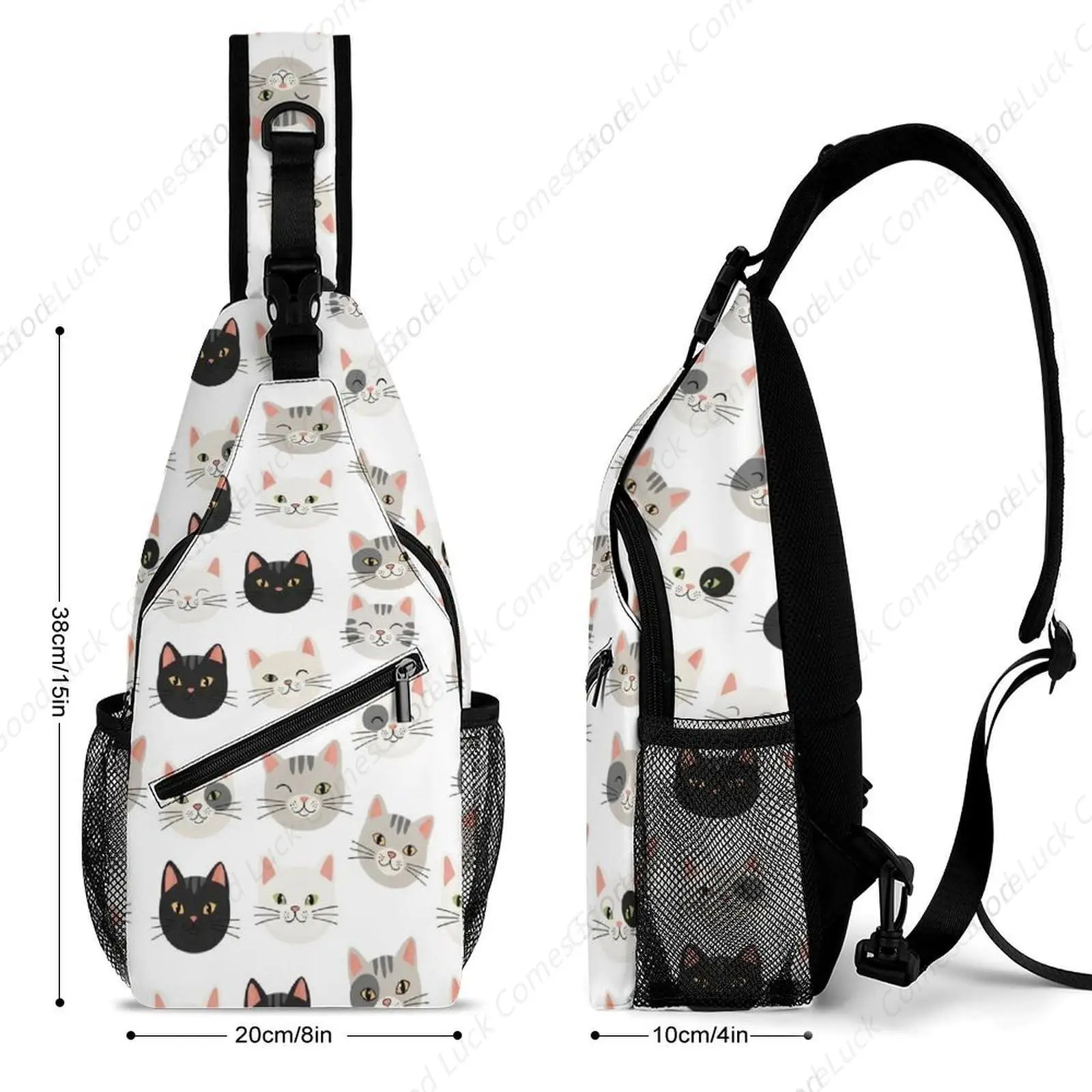 Unisex Unique Chest Bag Gym Sack Fashion Sling Shoulder Backpack Outdoor Sports Daypack Cat, Multipurpose Adjustable Bag