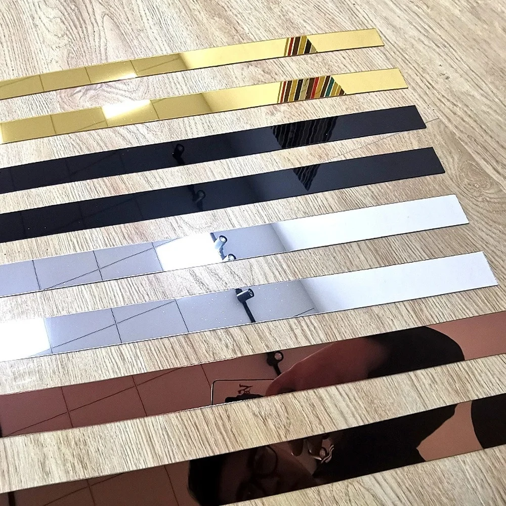 Custom Made Long Mirror Stainless Steel Flat Molding Line 3D Wall Sticker for Mirror Furniture Decal Living Room Decoration