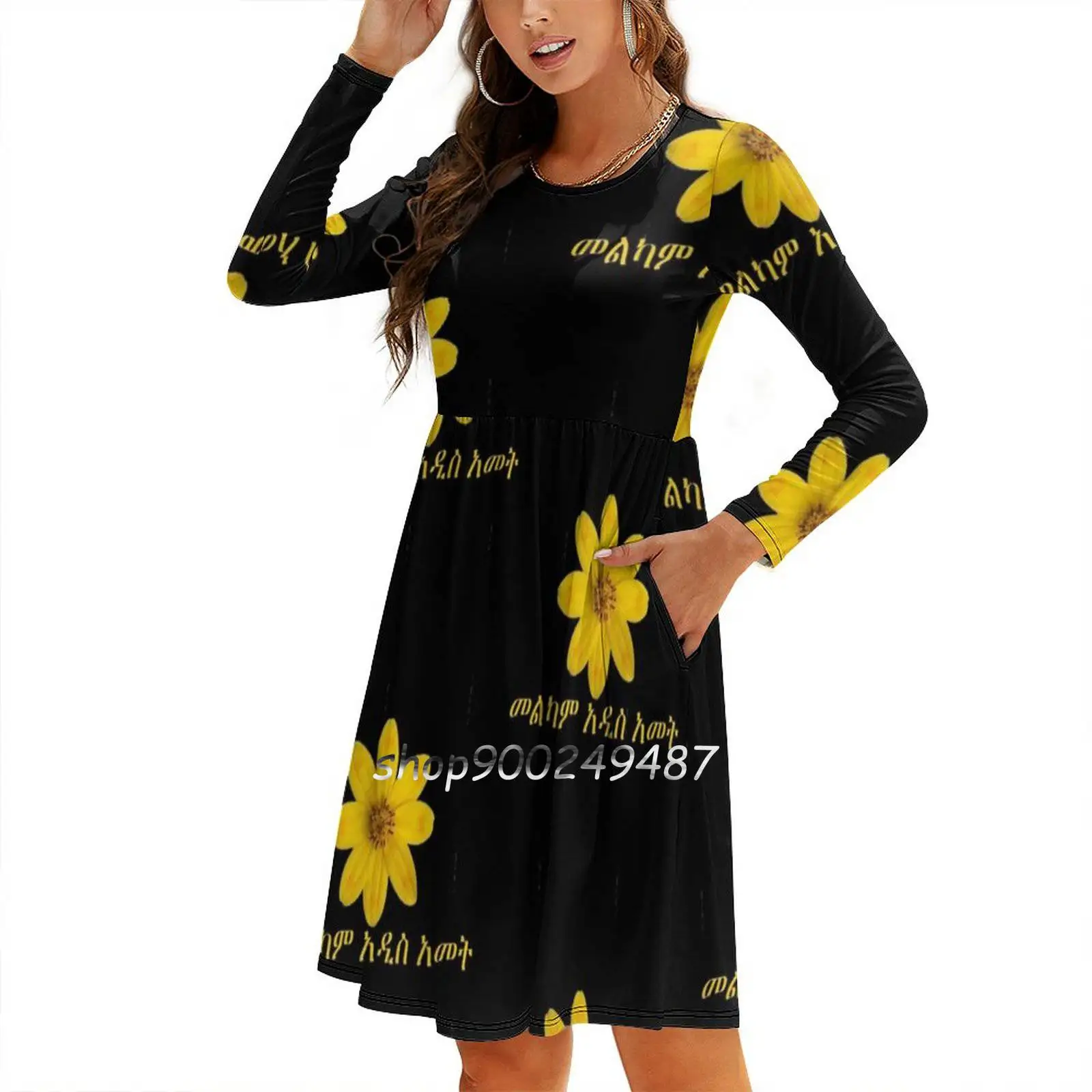 المرأة سنة جديدة سعيدة إثيوبيا إنكوتاتاش 2012 فستان أنيق حلو المرأة الكورية Kawaii ساحة طوق فستان سنة جديدة سعيدة