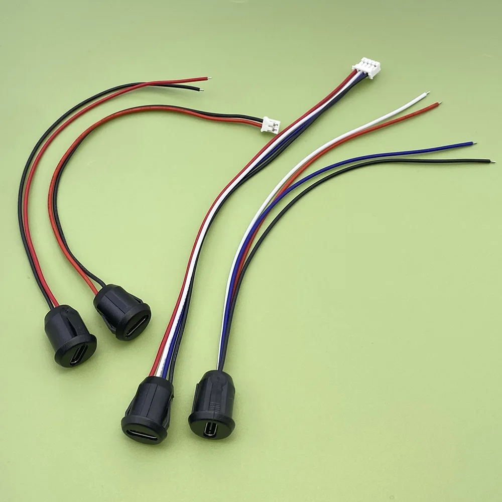 Press Type 2P 4Pin USB Connector Type-C Waterproof with PH 2.0 Female Socket High Current Fast Charging jack port With data pin