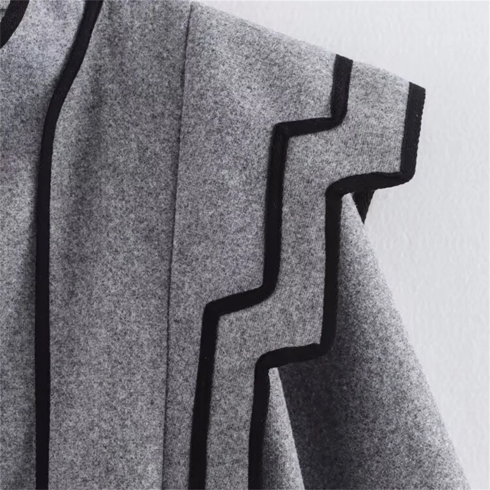 Dámská volná bunda s dlouhým rukávem, kulatým výstřihem v kontrastním stylu s malou vůní, jarní a letní nová - náhled 5