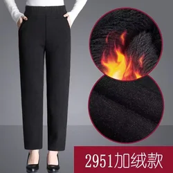 Aged Women Large Size 5XL Keep Warm Pantalons Spring Female Straight Tube Trousers 2024 Lady Fashion High Waist Grandma Pants
