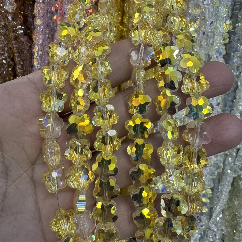 30pcs High Quality Multicolor AB Color Crystal Beads Plum Flower Shape Faceted Glass Beads For Jewelry Diy Making Necklace New