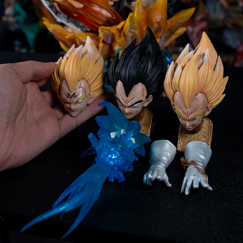 Dragon Ball Gk Anime Figure BejiTa Yonsei Vegeta Iv Super Saiyan Three Headed Carving Luminous Large Statue Model Toy