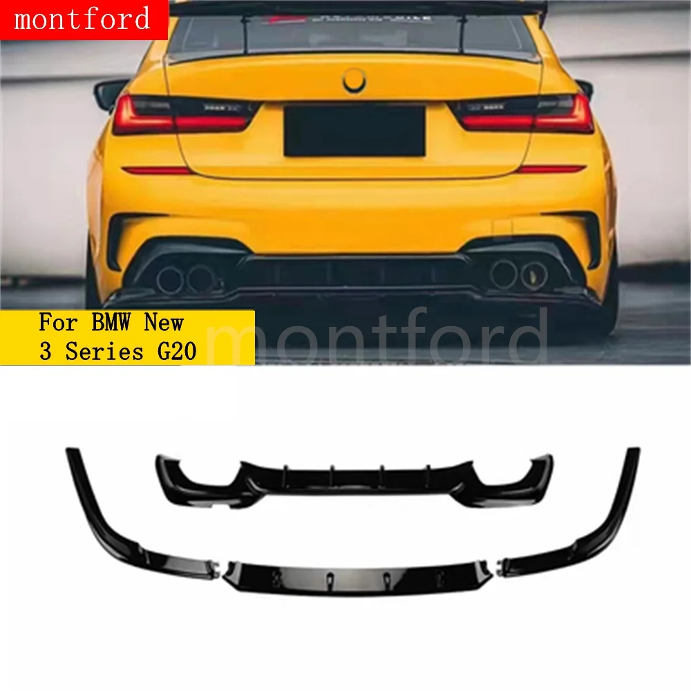 Rear Bumper Diffuser Lip For BMW New 3 Series G20 325i 325LI 2019-2021 330i M Sport Gloss Black Car Splitter Spoiler Plate