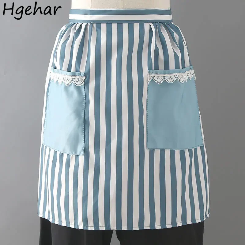 Breathable Thin Half-length Apron Portable Household Cooking Dirt Resistant Aprons Pockets Restaurant Uniform Anti-fouling Tools