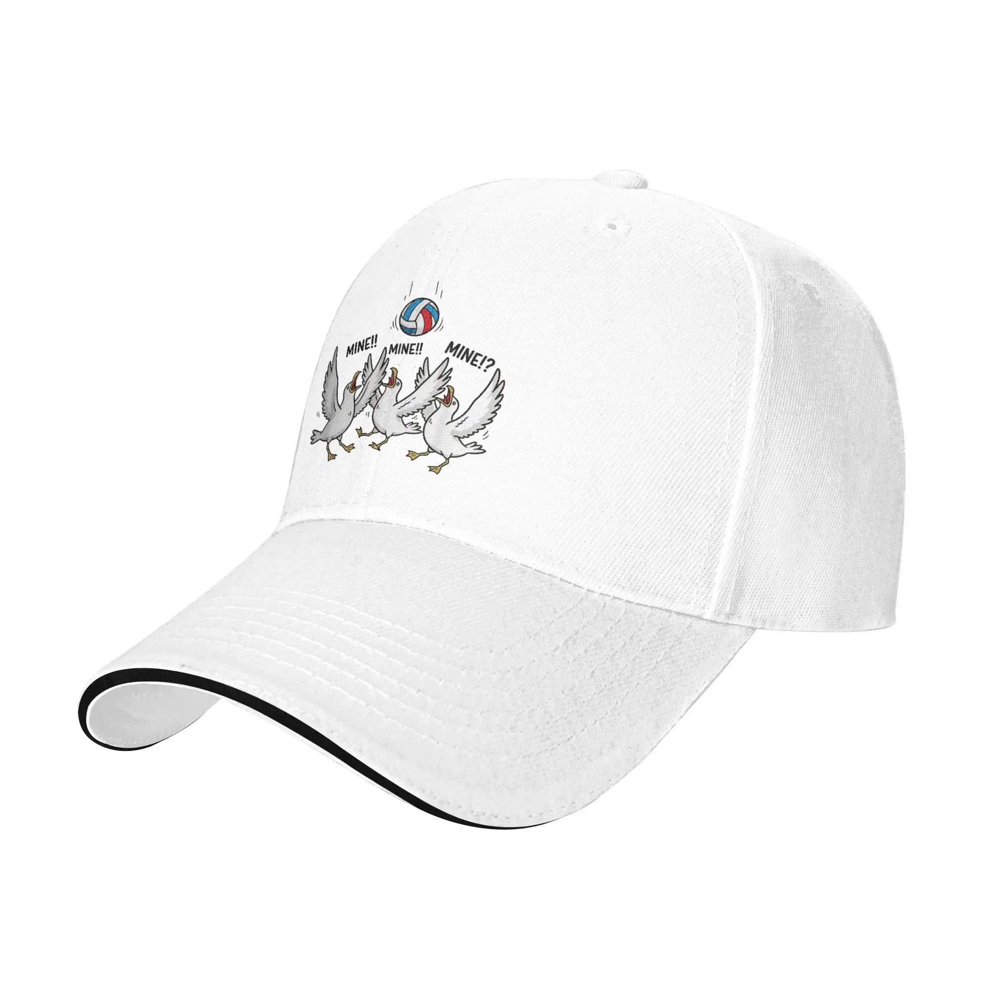 Funny Seagulls Shouting Mine While Chasing A Colorful Volleyball Sports Art Baseball Cap Breathable Trucker Hat Baseball Caps