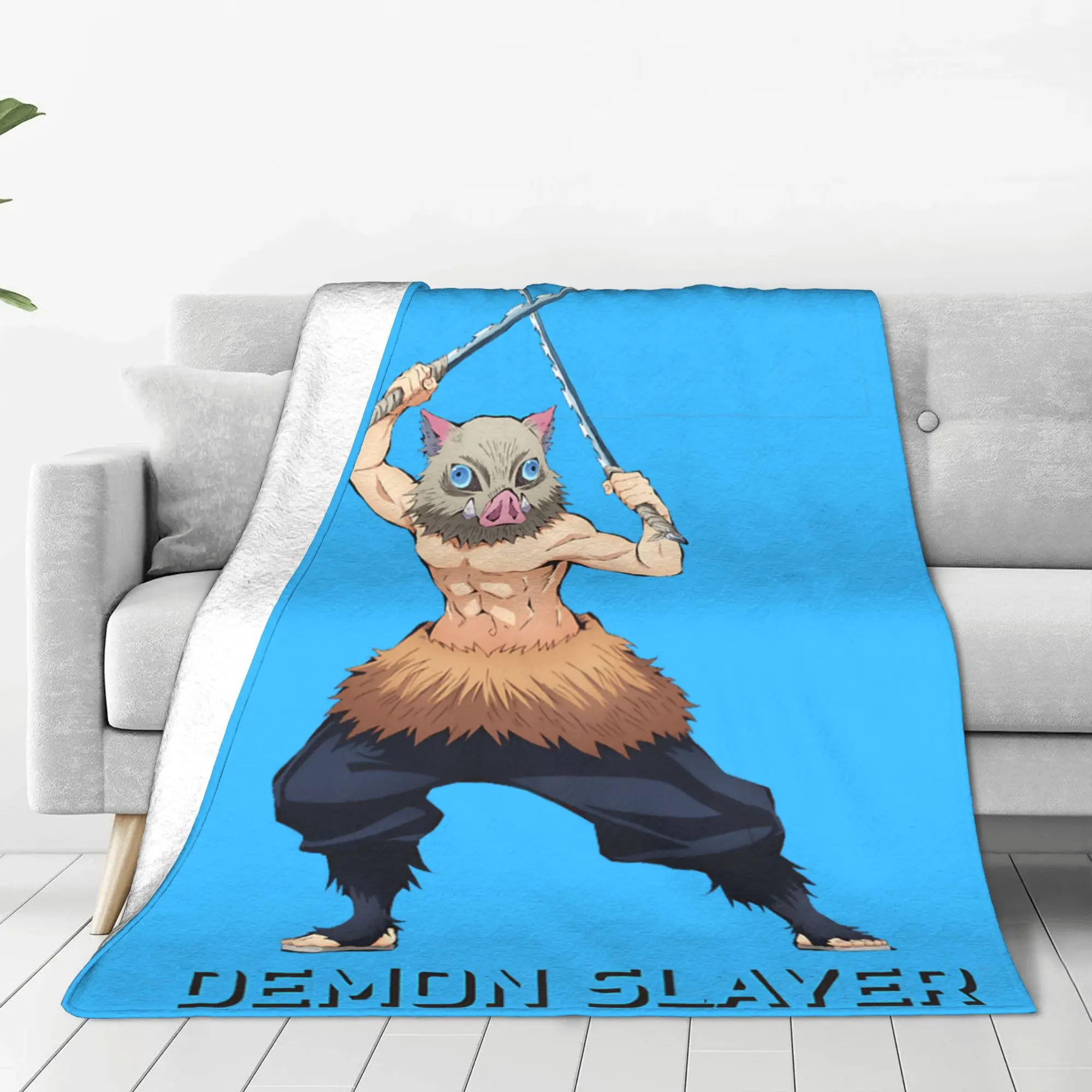 1PC Home Kids Demon Slayers Kimetsu no Yaiba Inosuke Beast Breathing  Blanket Throw Super Cosy Plush Living Room Sofa
