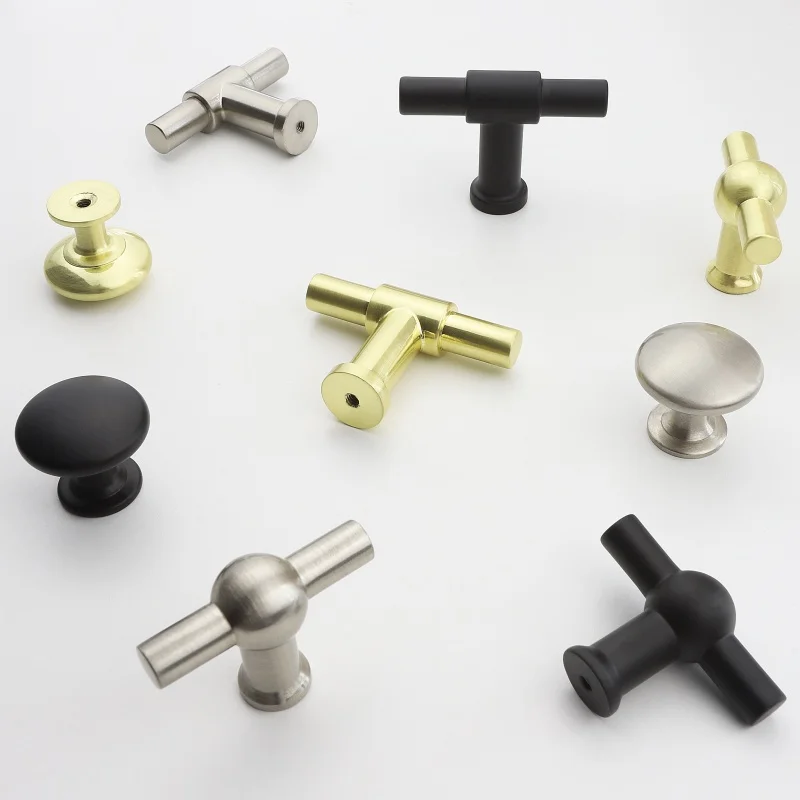 Solid Furniture Knobs Zinc Alloy Cabinet Handles Wardrobe Door Pulls Black Gold Furniture Hardware