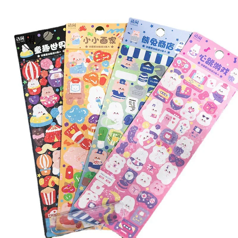 Sharkbang 8 Sheets Decorative Stickers Kawaii Journal Scrapbook Kpop Sticker Postcards Lable Material DIY Stationery Suppli