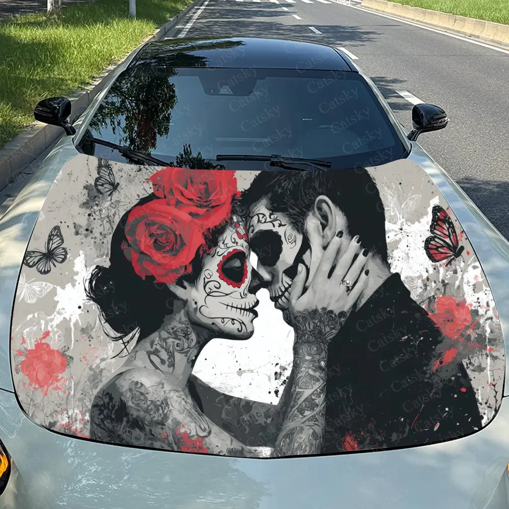 

Виниловая пленка для автомобиля «Красный цветок и неумирающая любовь», водонепроницаемая наклейка на капот автомобиля из ПВХ, самоклеящиеся устойчивые к царапинам наклейки