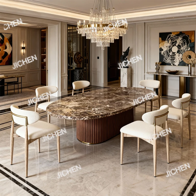 

Luxury Five-star Hotel Dining Table and Chairs Household Dining Table and Chairs Modern Villa Restaurant Furniture Resort Dining