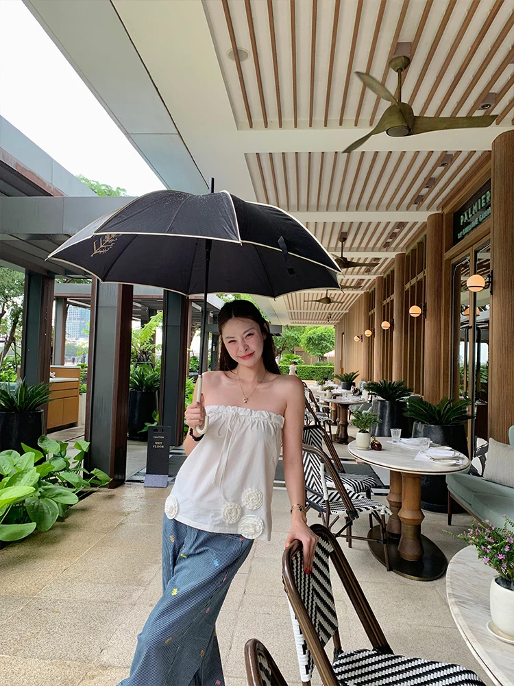 

Белый топ-бюстье Tingtings с 3D-цветами, женский летний уличный топ на одно плечо, асимметричный, свободного кроя, для стройности, в стиле Hot Girl