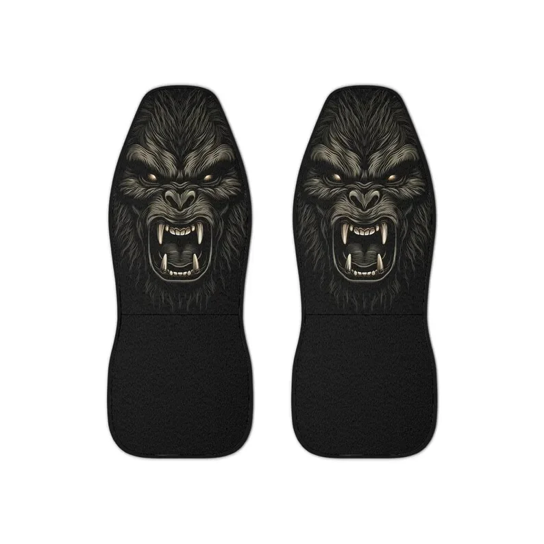 Epic Roaring Gorilla Print Car Seat Covers - Vibrant, Durable, Easy-to-Install Protection for Your Vehicle's Interior (2 Covers)