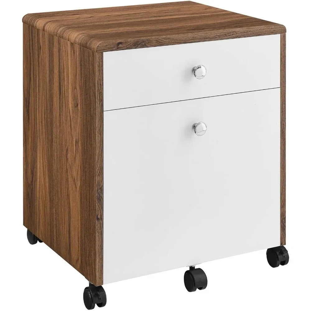 new Transmit Modern Wood & Plastic File Cabinet in Walnut/White
