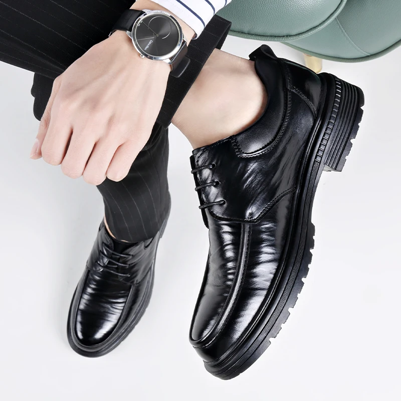 

Мужские туфли-оксфорды ручной работы, из натуральной кожи, классические деловые туфли на толстой подошве, повседневные, 2024