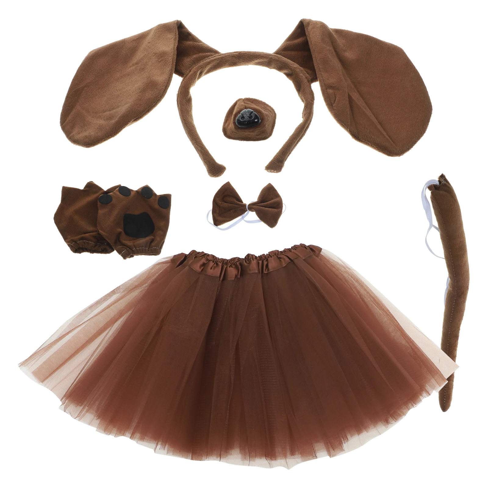 

Dachshund Dog Headband Set Ears Tail Tutu Skirt Gloves Nose for Halloween Birthday Party Photo Props Cosplay Costumes Dog Ear