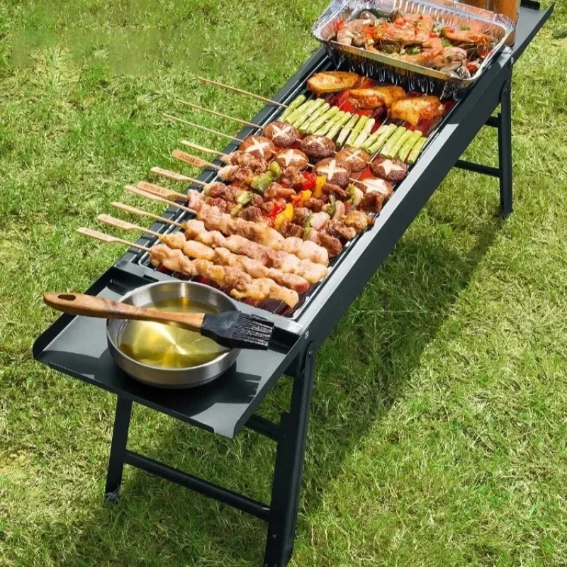 Household Barbecue Grill Stove Stainless Steel Outdoor Camping Folding Charcoal Stove Park Picnic Camp Cooking Supplies 4