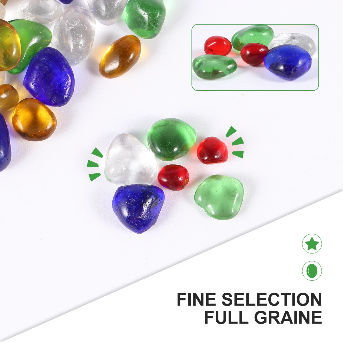 

2 Pack Natural Crystal Stones Aquarium Macadam Decorative Pebbles Rubble for Fish Tank Vase Flowerpot (Crystal+ Coloured Glaze）