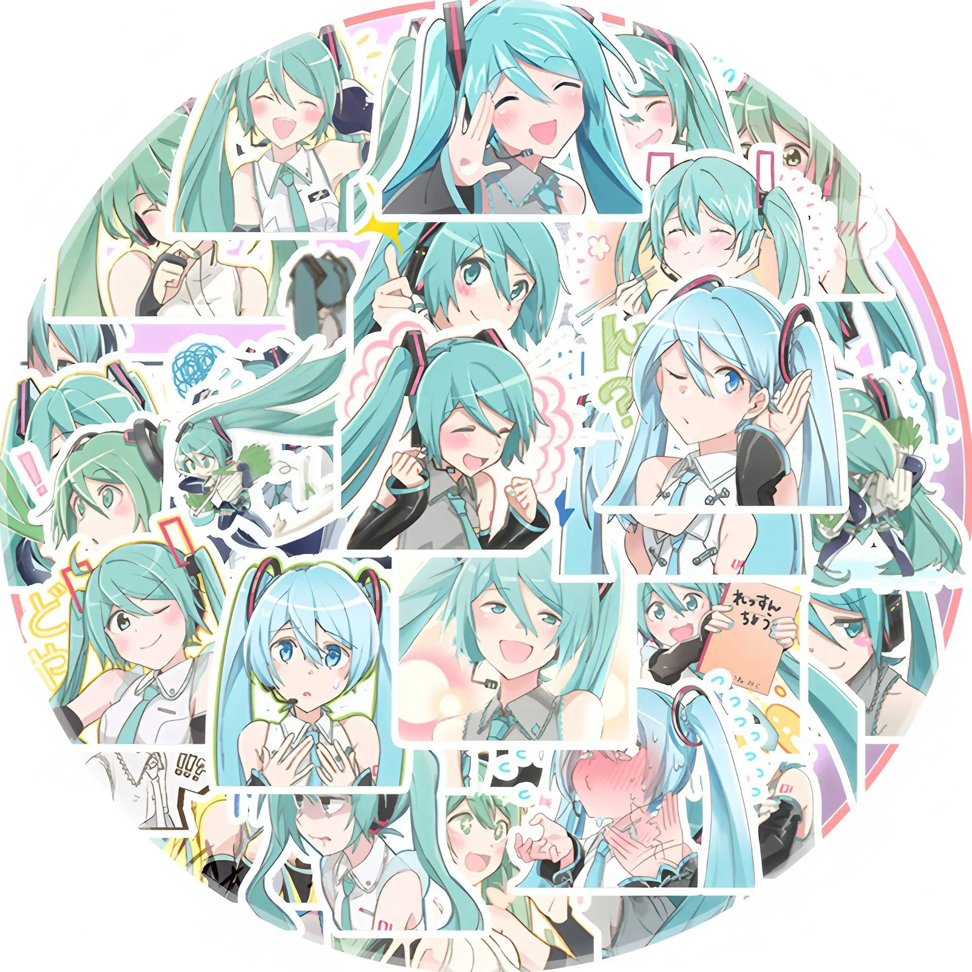

40 шт./компл., новая аниме Hatsune Miku Q версия kawaii выражение, фигурка, водонепроницаемая наклейка, модель игрушки, сделай сам, наклейки для ручного счета, подарок