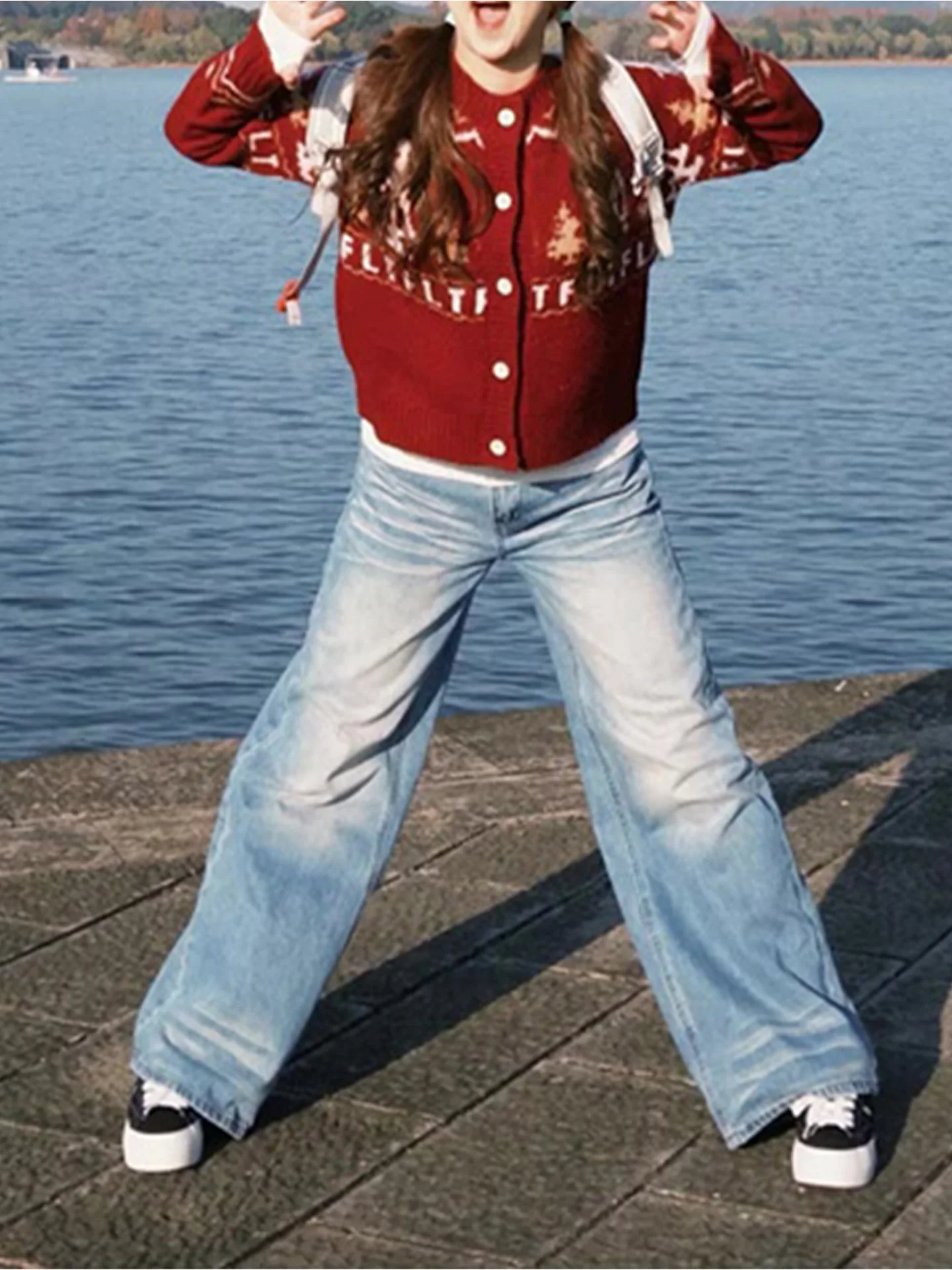 

Джинсы женские с высокой талией, широкие, свободного кроя, из денима, весна 2026, повседневные, с эффектом выцветания, в стиле BF, для полных, длинные брюки