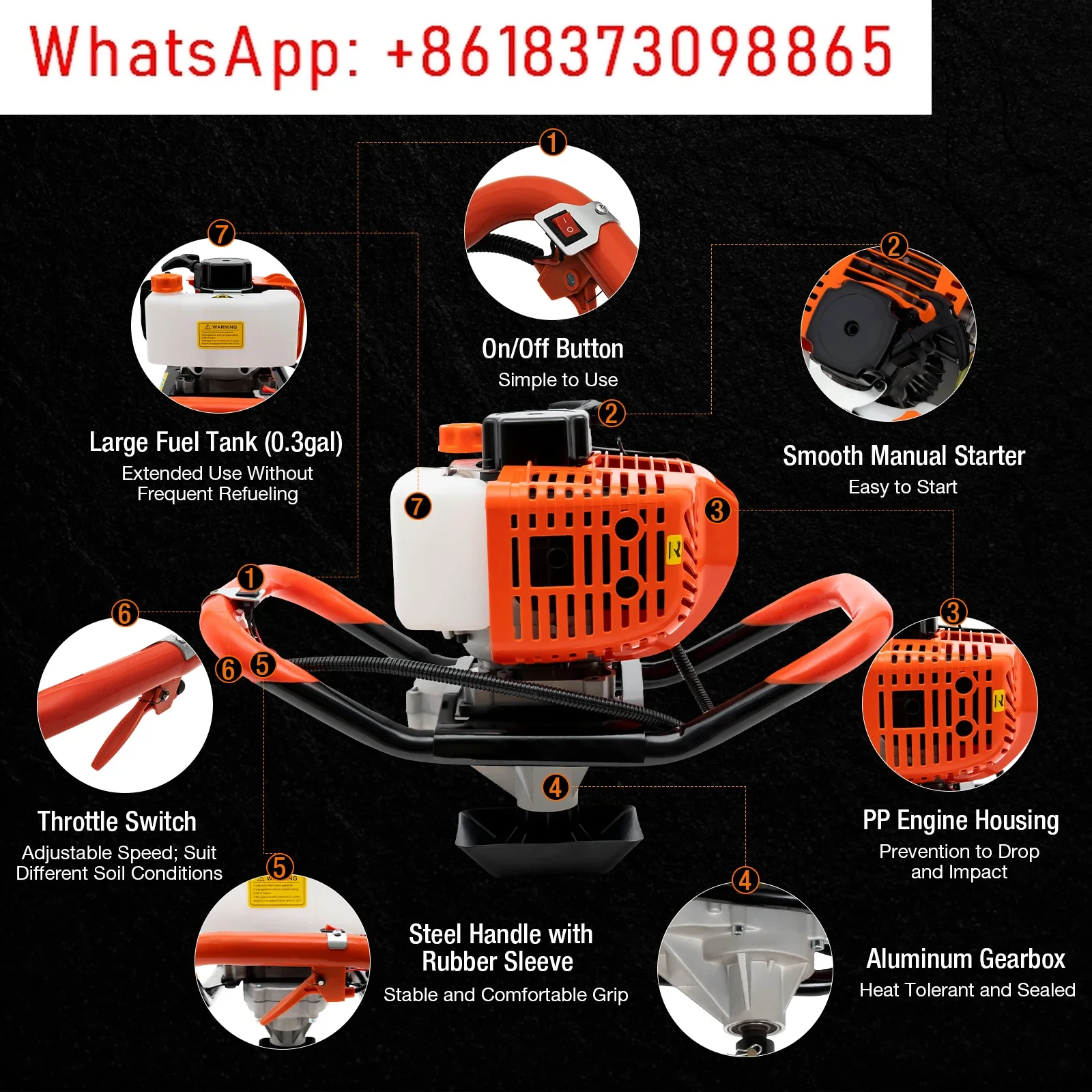 Broca de cerca de solo alimentada a gás 52CC com 3 bits