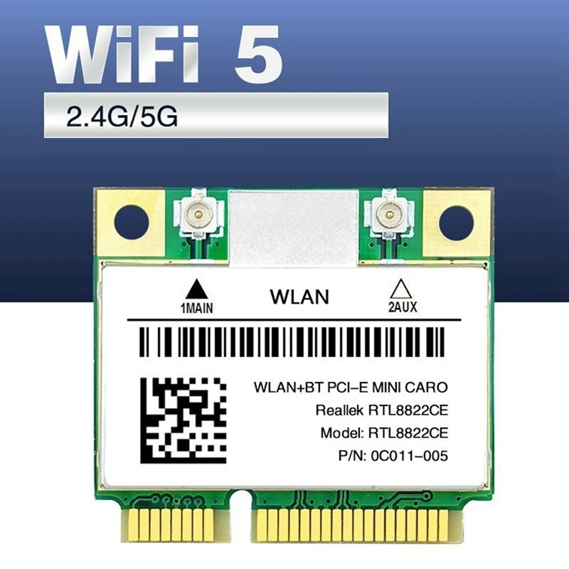 Top-Dual Band Mini Pcie RTL8822CE 1200Mbps Wifi Card Bluetooth 5.1 Wireless Adapter 802.11Ac For Laptop/PC Wind 10/11