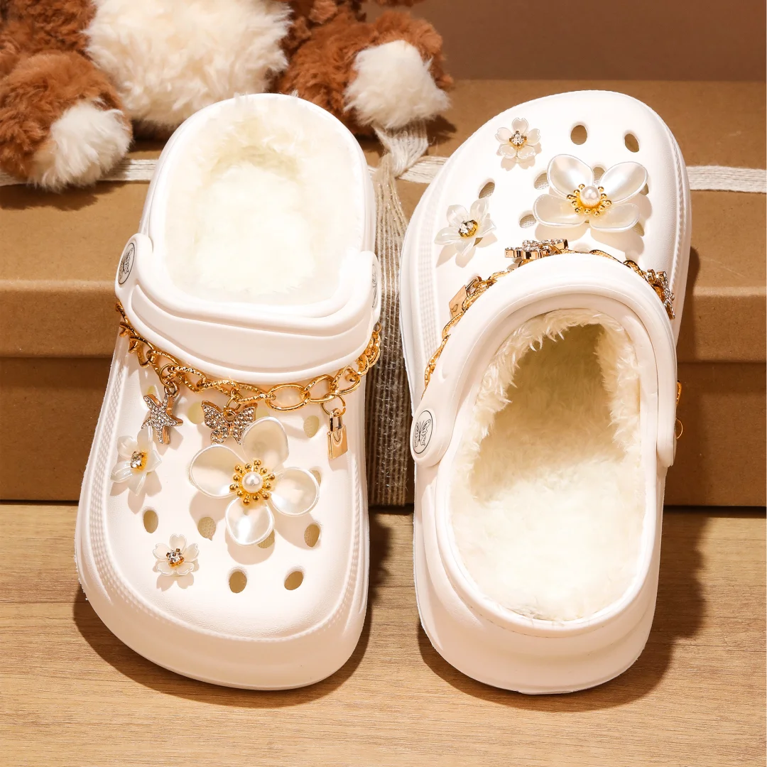 Kinder-Clogs und -Mules mit Fellfutter, leichte Garten-Schuhe mit Baumwollfutter, warme Hausschuhe für Jungen, Mädchen und Kleinkinder, 168. – Detail 7