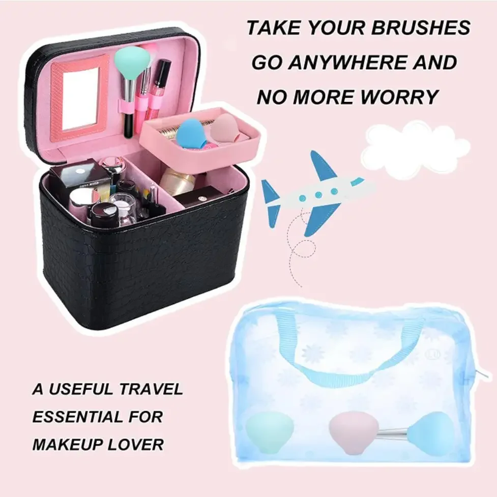 Silicone Makeup Brush Holder Makeup Brush Cover Travel Storage Box Make Up Brushes Foundation Brush  Makeup Brushs Set with Case