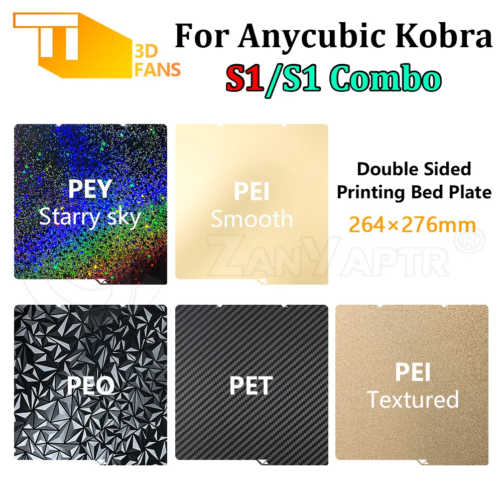 264x276 For Anycubic Kobra S1 Plate Pei Sheet Textured Kobra S1 Combo Build Plate Double Sided Kobra S1 Hotend Kobra S1C 3d Bed
