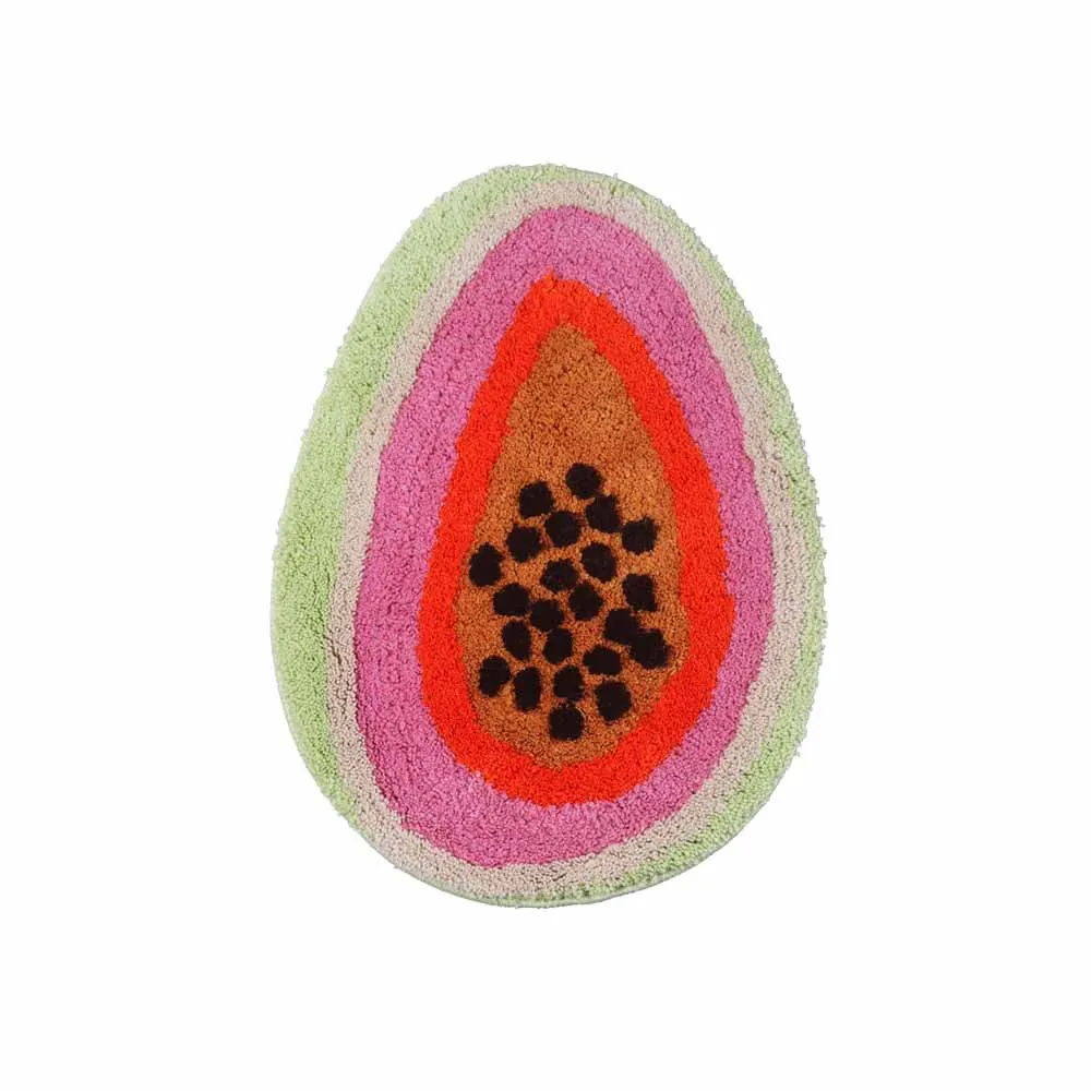 Inyahome Passion Fruit Shaped Rug Cartoon Bath Mat Area Carpet Non-Slip Bathroom Door Mat for Bathroom Kitchen for Kid's Bedroom