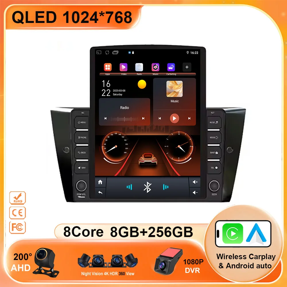 9.7 For BMW 3-Series E90 E91 E92 E93 2005-2013 Wireless CarPlay Android Auto Multimedia Navigation GPS CarPlay Radio Screen