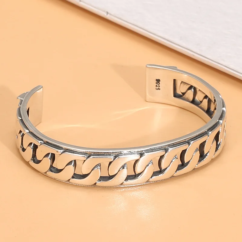 Pure silver S925 Korean version bracelet, retro Thai silver hand woven bracelet, light luxury style silver jewelry