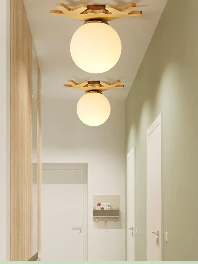 

Nordic Wood Ceiling Lamp Creative Antler Design for Living Room Hallway Balcony
