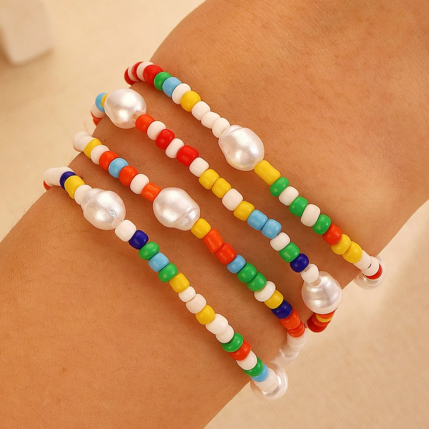 Fashion Colorful Beaded Bracelet Set Bohemian Style Women's Jewelry Gifts