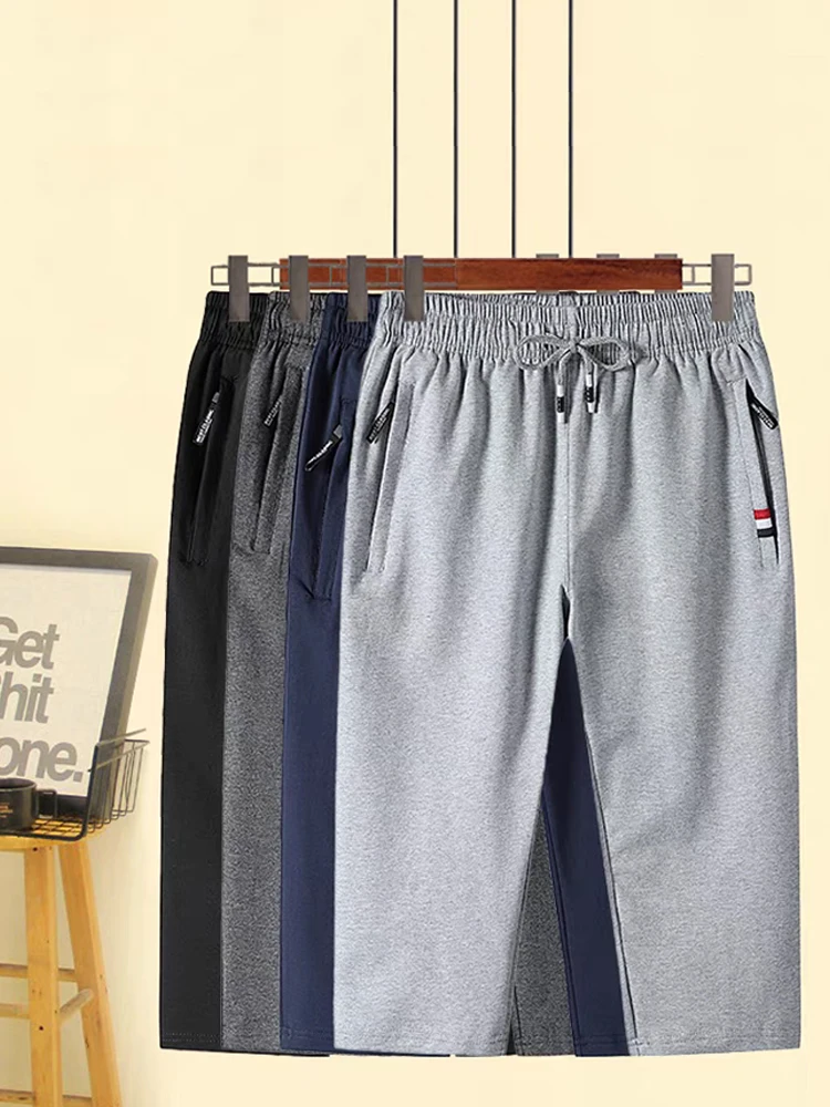 Sommer Herren Reithose Shorts Atmungsaktive Baumwolle Reißverschlusstaschen Sportshorts Lose Gerade Strand Kurze Hosen Große Größe 8XL