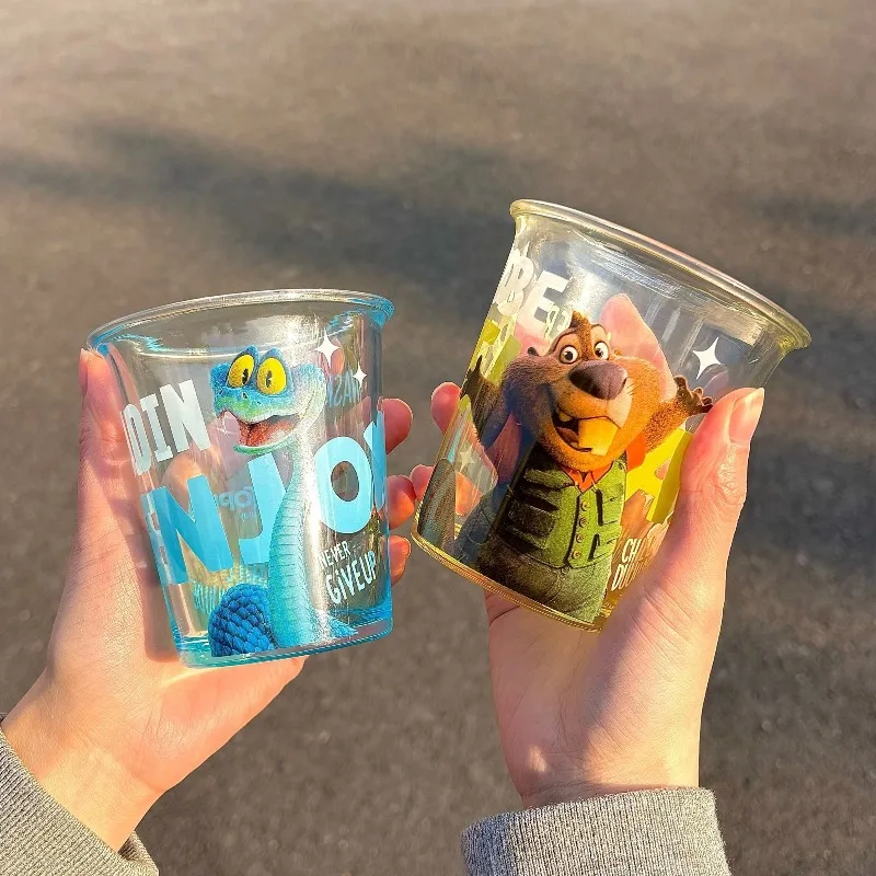 New Zootopia 2 Glass Cup Judy Nick Gary Cartoon Cute Thick Gradient Color Boys Girls Children Drinking Cup Birthday Gifts 320ml